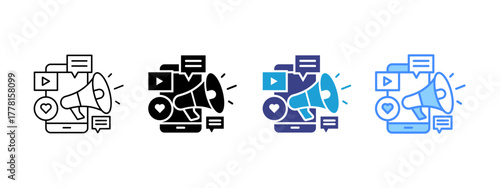 Social Media Marketing Collection icon set multiple style collection