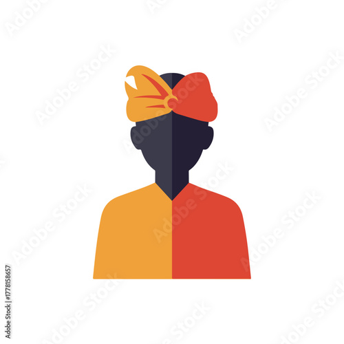 Silhouette of person in bengkulu headdress, representing indonesian culture. Suitable for travel brochures, cultural presentations, and educational materials.