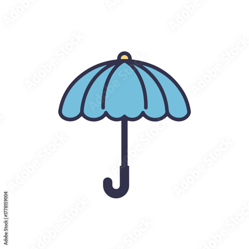Light blue umbrella suitable for weatherrelated designs like posters, book covers, and childrens illustrations. Fun and whimsical.
