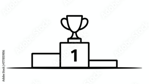 First place trophy on a winner's podium celebrating achievement and success.