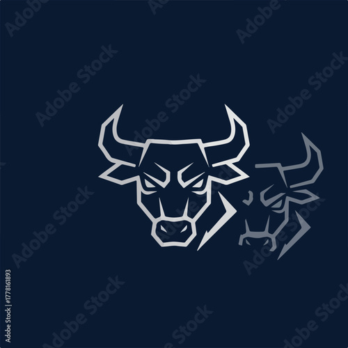 Powerful Bull Icon Set Symbolizing Strength, Leadership, and Determination