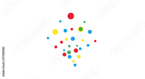 Abstract pattern made of colorful circles on a white background.