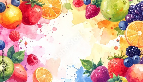 Generate of illustration fresh fruity watercolor splash background