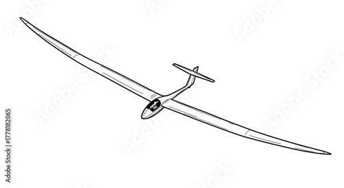 Glider Plane Illustration on White Background, Ideal for Coloring Pages
