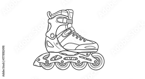 Detailed Inline Skate Illustration for Coloring and Design Projects