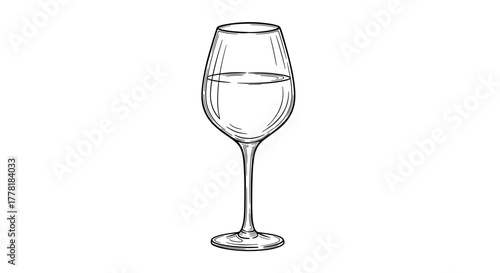 Elegant wine glass sketch with delicate shading and clean design