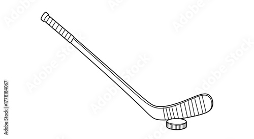 Simple hockey stick illustration on white background for coloring purposes.