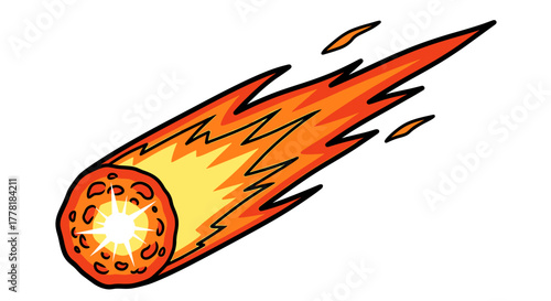 Fiery Comet Streaking Across the Sky with Glowing Tail