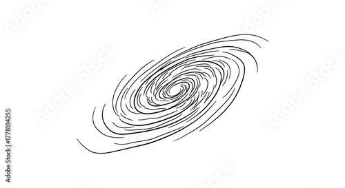 Minimalistic Black and White Whirlpool Graphic Design on Clean Background