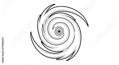 Stylized illustration of a hurricane vortex with distinct concentric pattern.