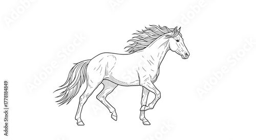 Elegant horse gallops in a free spirited drawing