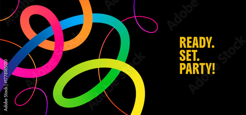 Abstract Color Lines Pattern. Gradient Curve Shape Ribbon Background. Vector Party Graphic Design. Gradient Color Wave Lines.