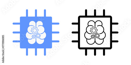 Glass brain ai icon featuring a transparent brain chip with visible gears inside. Perfect for representing explainable artificial intelligence, neural transparency, and interpretable ai system design.