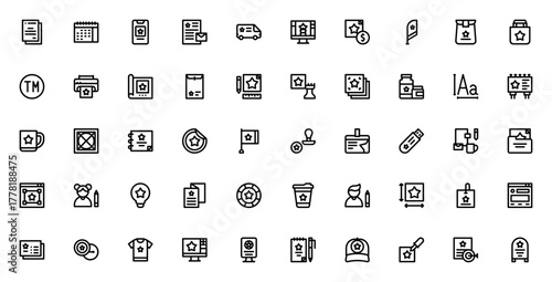 Branding icon set. Vector design elements pack. Incldes symbols for logo, busiess card, packaging, web dsign, typography, identityand more.