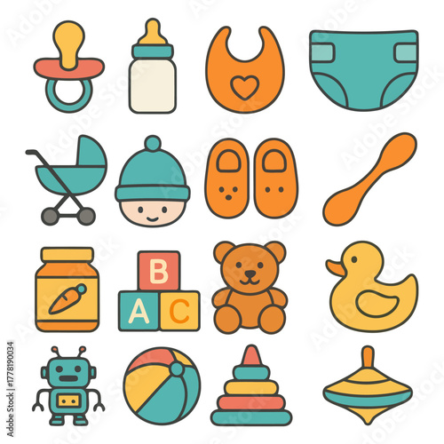 Adorable Baby Essentials: A delightful collection of essential items for babies, showcasing everything needed for the newest member of the family