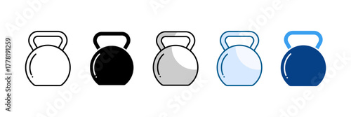 Kettlebell Icon Set Multiple Style Collection