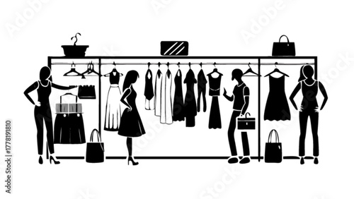 People shopping for clothes in a clothing store