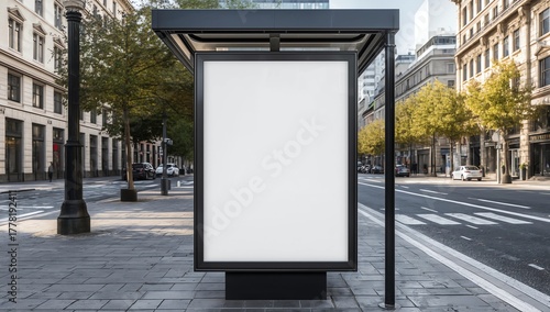 Mock up Billboard Banner template at Bus Shelter 