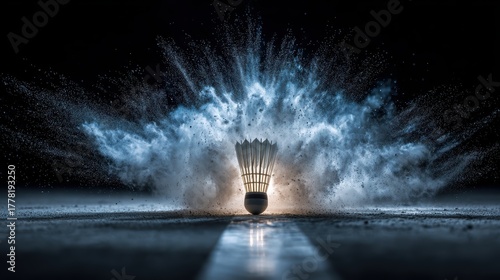Badminton Shuttlecock Impact: Sports Action, Power, Speed