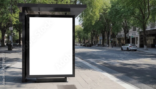 Mock up Billboard Banner template at Bus Shelter 