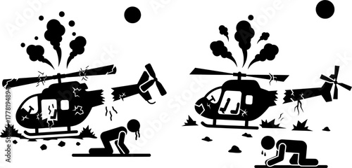Helicopter Crash and Disaster Survivor Icon