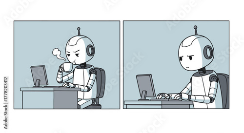 robot with laptop