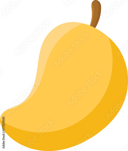 Yellow Mango Fruit Illustration Isolated on White Background