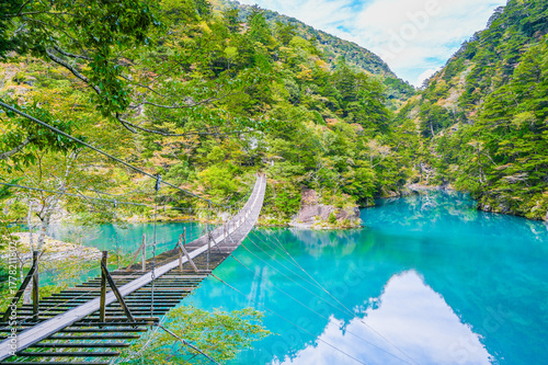 日本静岡県寸又峡の夢のつり橋