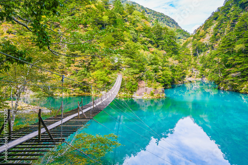 日本静岡県寸又峡の夢のつり橋