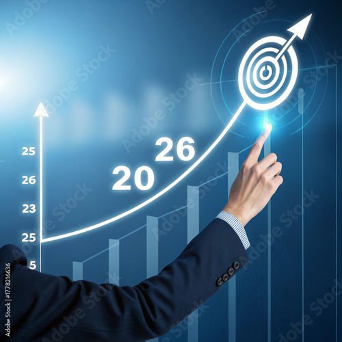 Growing chart with businessman pointing business investment and financial goal