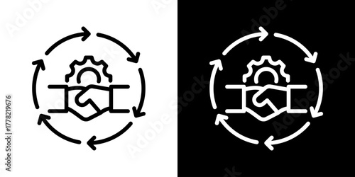 Partnership  Icon Of Line Black And White Style 