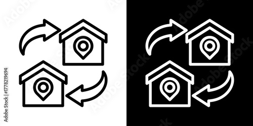 Relocation  Icon Of Line Black And White Style 