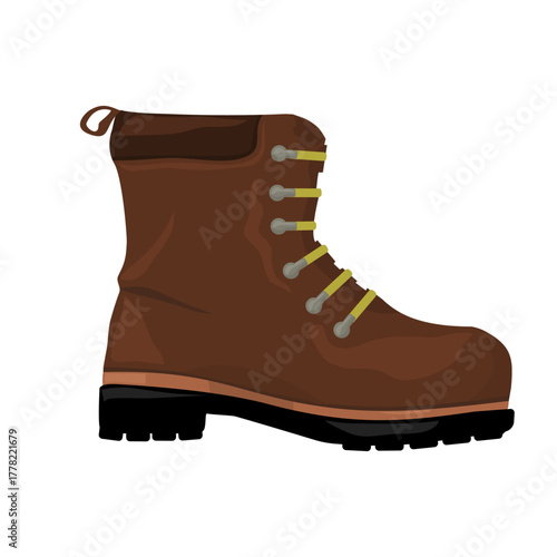 Leather Hiking Boot Colour Icon Illustration