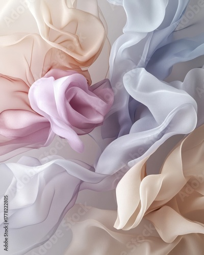 Abstract Flowing Fabric in Pastel Colors