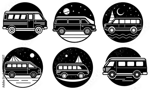 Vintage van adventures under starry skies, perfect for travel blogs, camping gear ads, and outdoor lifestyle branding, showcasing freedom and exploration