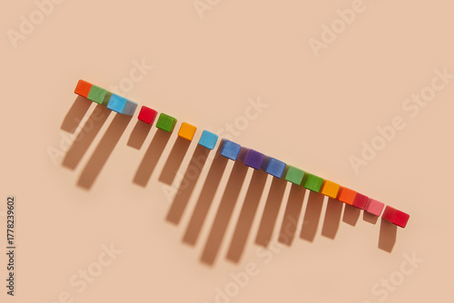 Diagonal cubes with long shadow as decline chart