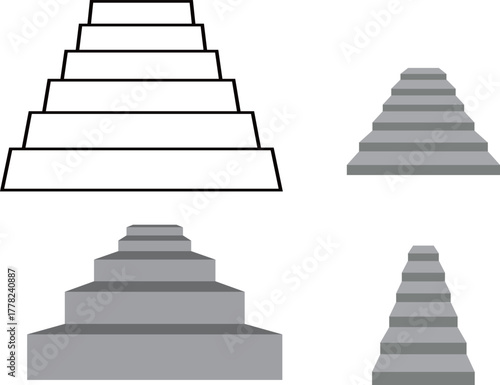 正面から見た上り階段のイラストセット
