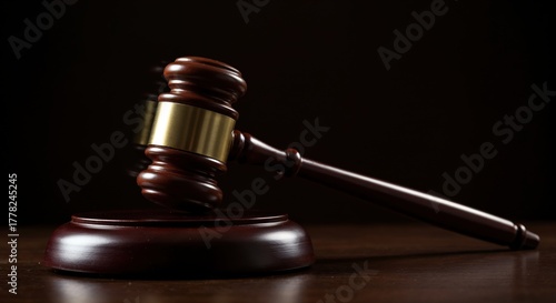 Justice in the Balance: A gavel rests upon its sounding block, set against a background. It embodies the essence of fairness, order, and the impartial application of the law.