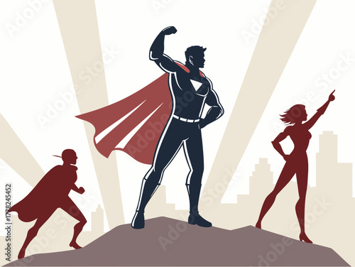 super hero character silhouette vector illustration