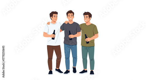 Three happy friends celebrating a special moment together, sharing drinks and laughter in a joyful gathering