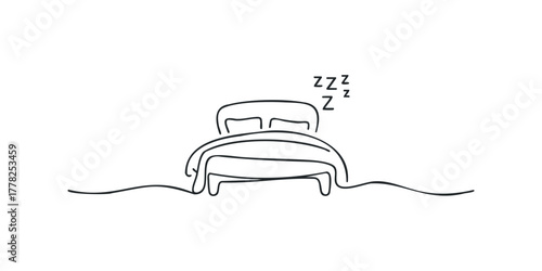 Minimalist bed with sleeping zzz symbols