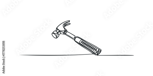Hammer tool object line drawing