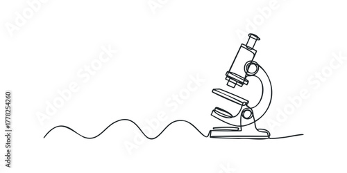 Continuous line drawing of a microscope