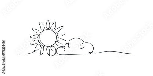 Simple line drawing of sun and cloud