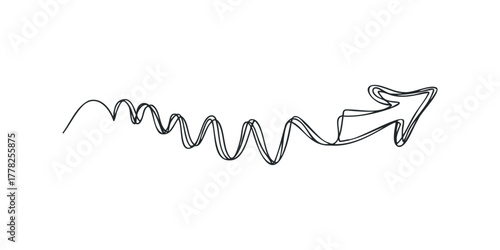 Line drawing of a wavy arrow pointing forward