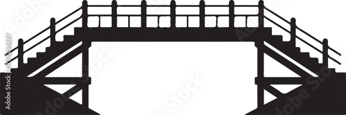 Silhouette Bridge with Stairs and Railings Vector Illustration A Detailed Architectural Outline for Urban Landscapes and Infrastructure Projects