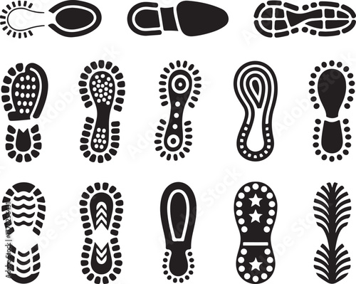 Footprint Silhouette Collection Vector Set of Shoe Prints and Footwear Impressions for Forensic and Tracking Projects