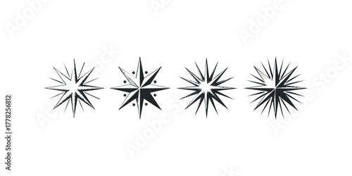 Collection of Four Stylized Starburst Graphic Elements