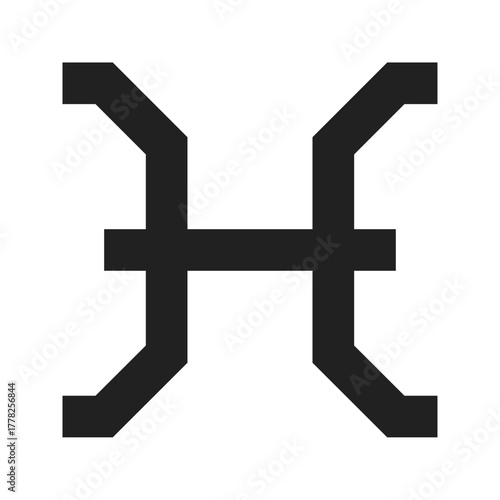 pisces (projection) alchemy line icon – geometric mystical design