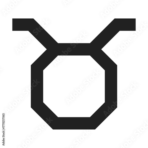 taurus (congelation) alchemy line icon – geometric mystical design